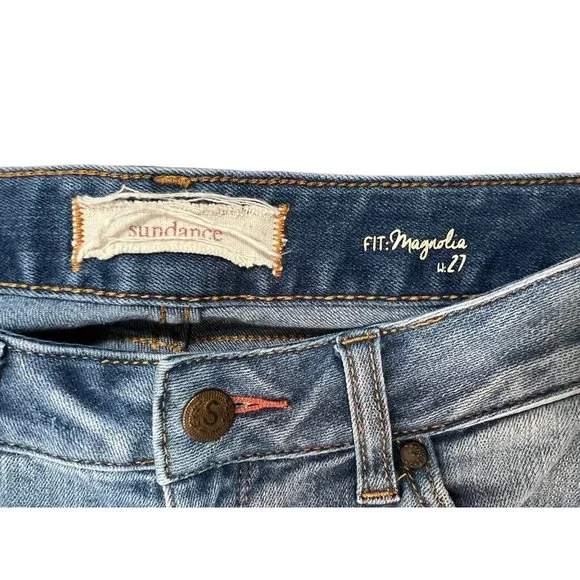 Sundance Magnolia Straight Leg Jeans Boho Lace Patches Embroidered Sz 27 Altered - Picture 8 of 9